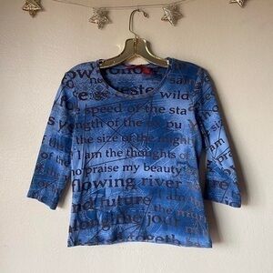 Gloria Vanderbilt y2k graphic long sleeve top word print